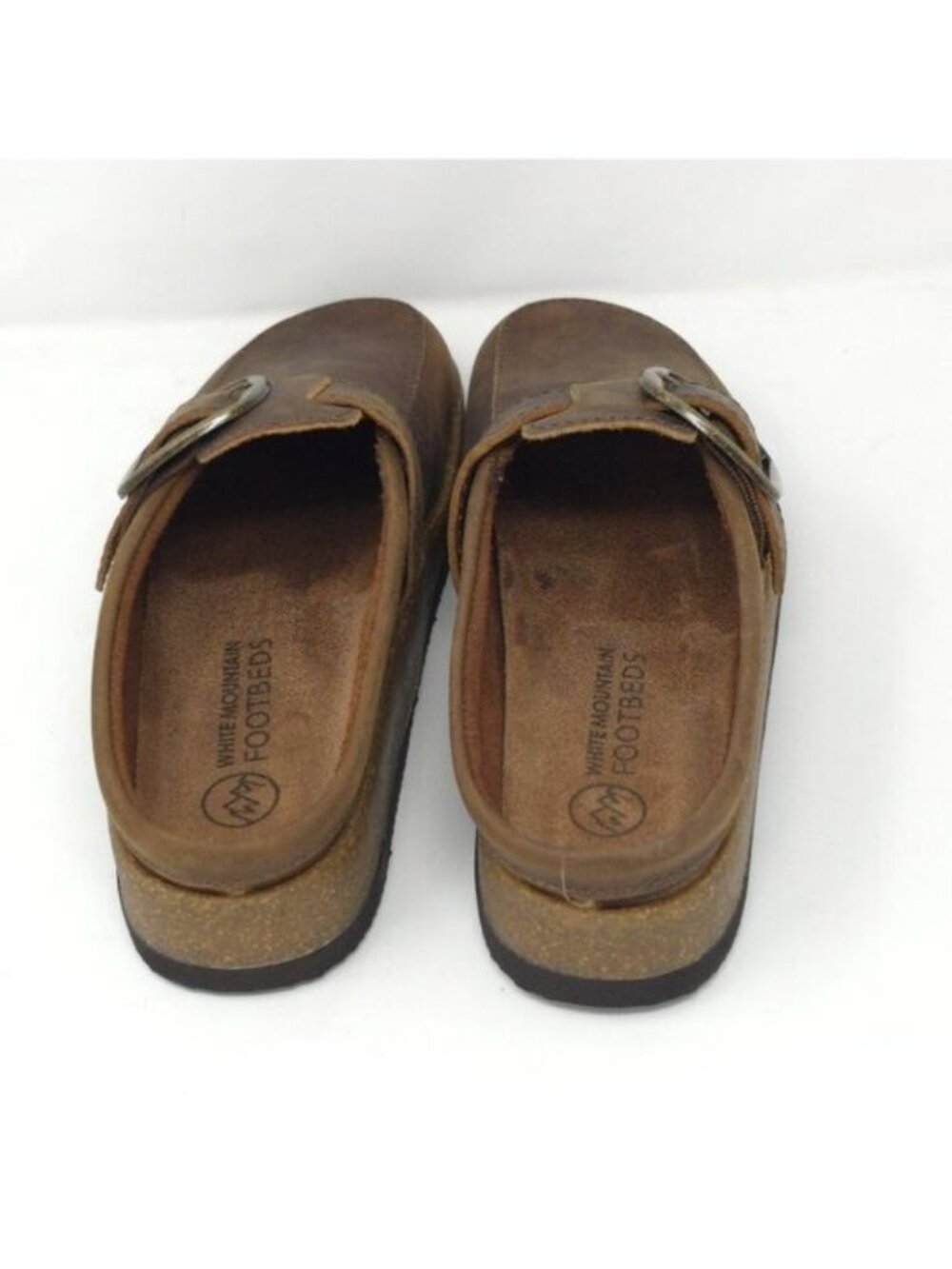 White Mountain Women's Bueno Leather Clog Brown Slip-On Buckle Sz 6M - Picture 6 of 8